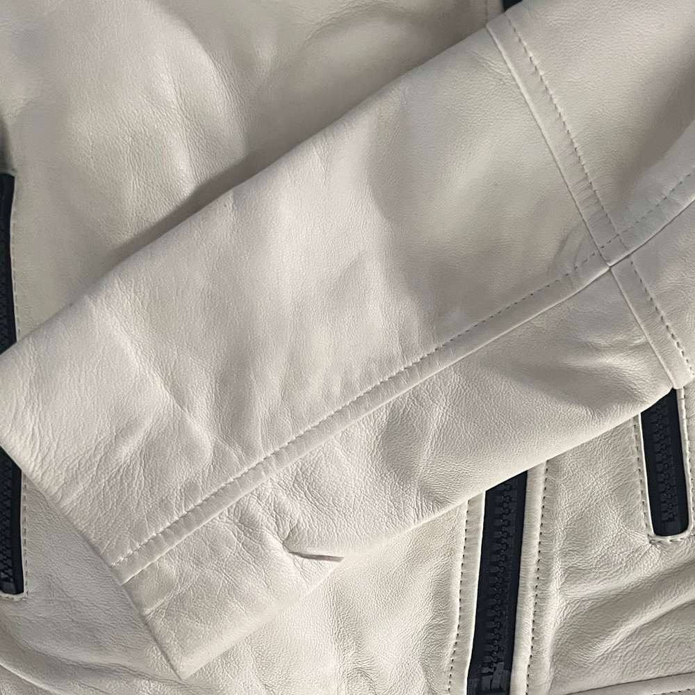 Marciano leather Cream Biker Jacket sz S - Picture 4 of 8